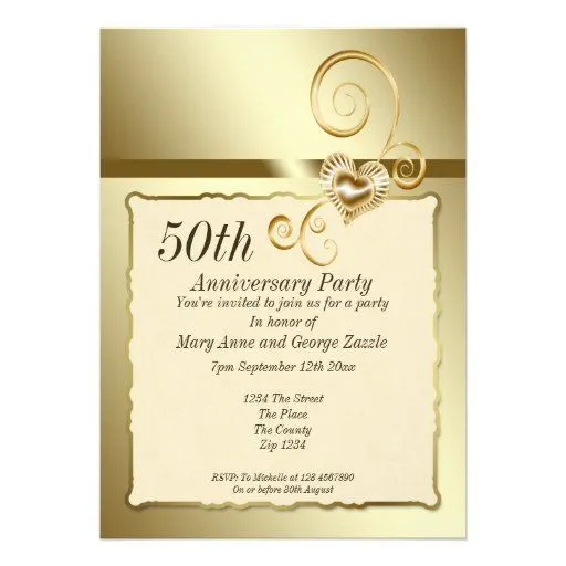 Invitaciónes de bodas de 50 años - Imagui
