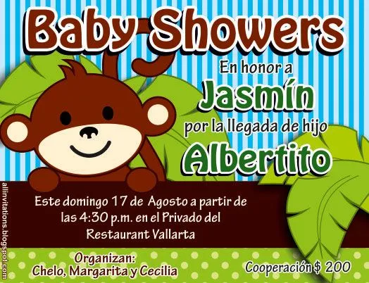 Invitaciónes de changuitos baby shower niño - Imagui