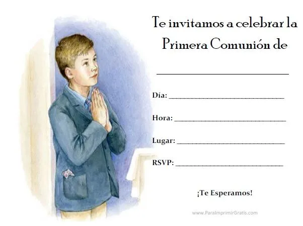 Invitaciones de Primera Comunión - Para Imprimir Gratis ...