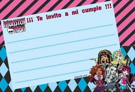 Invitaciones de cumple de Monster High