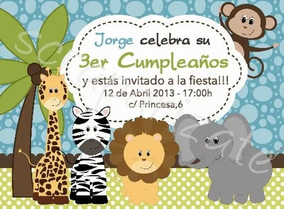 Tarjetas de invitación de animales de la selva para imprimir ...
