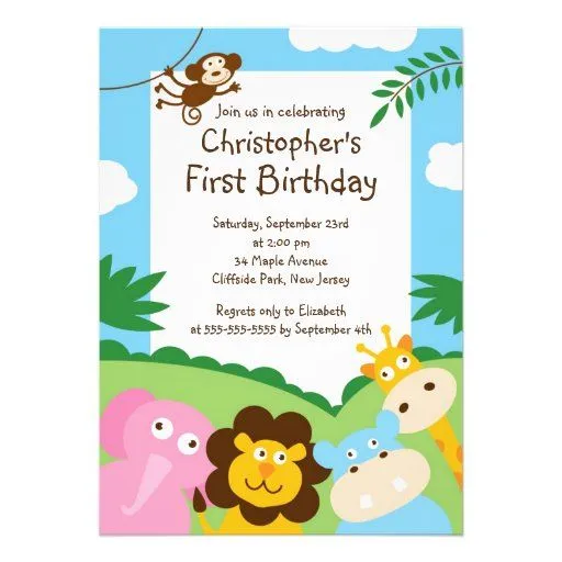 Tarjetas invitación de cumpleaños con animales - Imagui