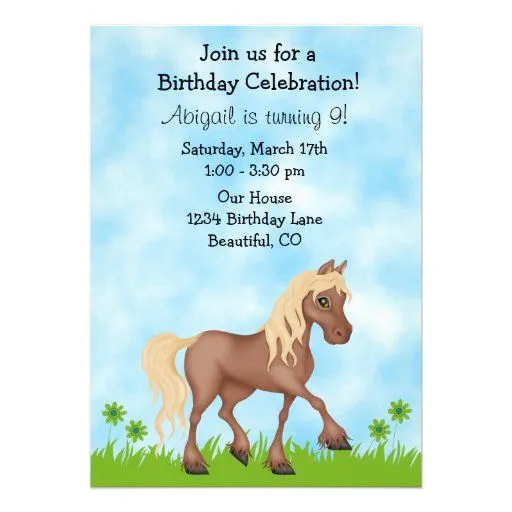 Invitación del cumpleaños del caballo para los chi de Zazzle.