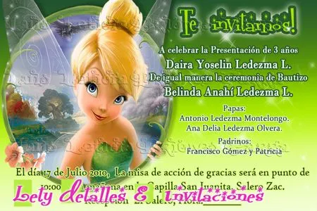 Invitaciónes de cumpleaños campanita gratis - Imagui