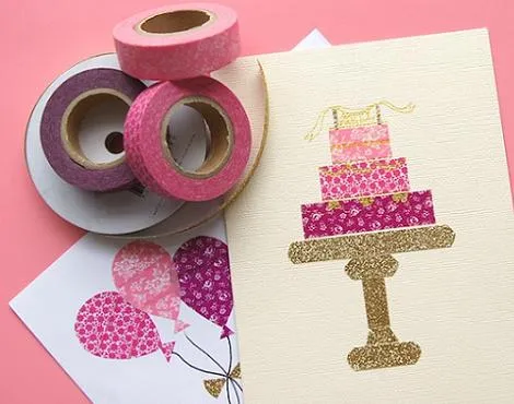 Invitaciones de cumpleaños caseras con washi tape