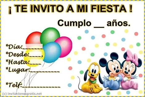 Invitaciones cumpleaños Disney