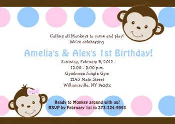 Invitaciones de cumpleaños para una fiesta de gemelos o gemelas ...