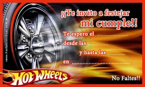 Invitaciónes de hot wheels gratis - Imagui