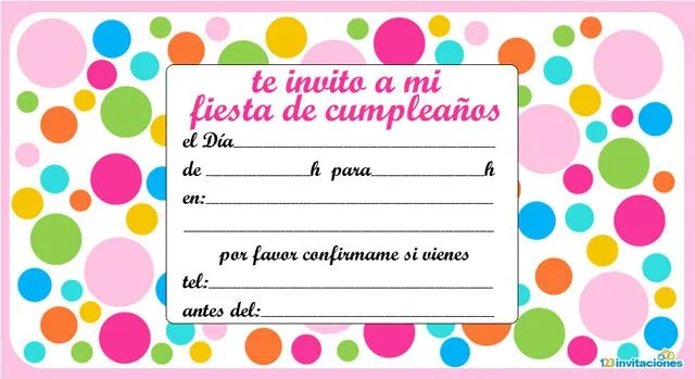 Invitaciones de Cumpleaños para imprimir | Tarjetas de Cumpleaños