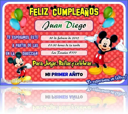 Invitaciónes para cumpleaños de Mickey Mouse - Imagui