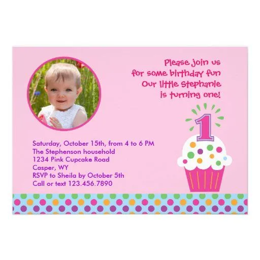 Invitaciones para cumpleaños de niñas de 1 año - Imagui