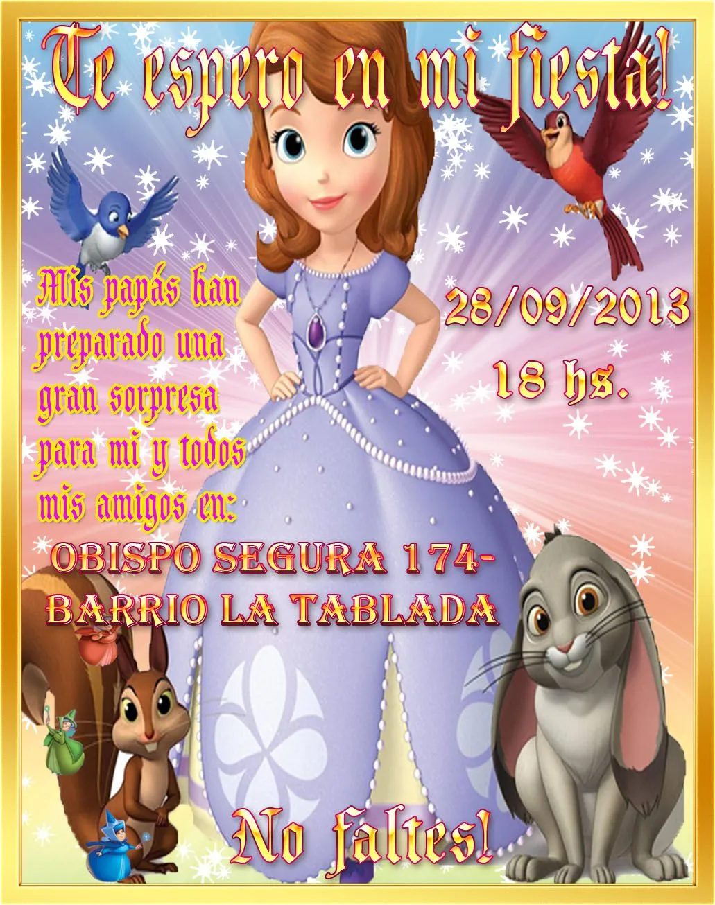 Invitaciónes de cumpleaños de princesita sofia - Imagui