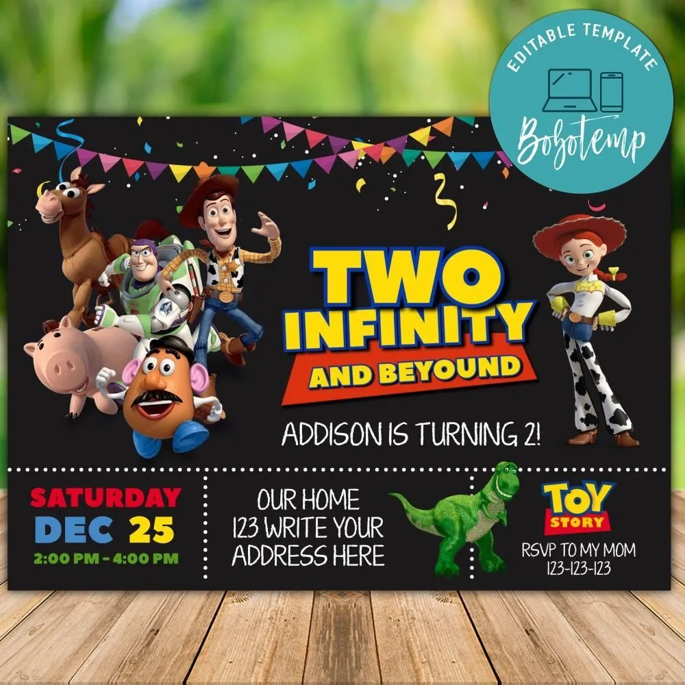 Invitaciones de cumpleaños de Toy Story Two Infinity y más allá para  imprimir | Bobotemp
