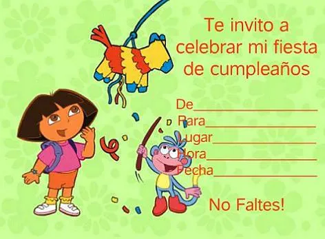 Tarjeta de feliz cumpleaños de Dora la exploradora con nombres ...