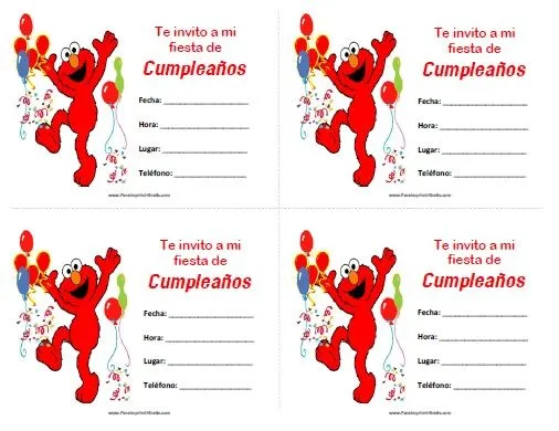 Invitaciones de Elmo - Para Imprimir Gratis - ParaImprimirGratis.com