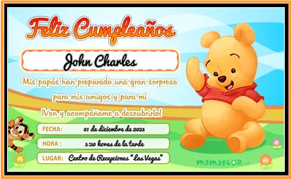 Invitaciones para fiestas infantiles de Winnie The Pooh - Imagui