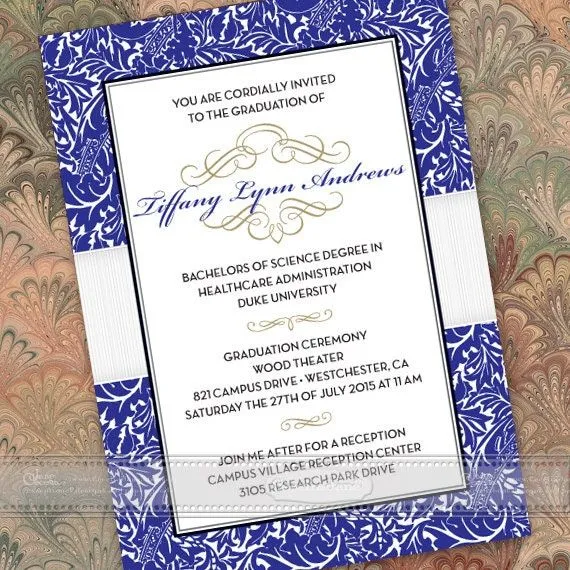 Invitaciones de graduación invitaciones a fiestas de graduación invitaciones  de graduación royal blue graduación de Duke graduación summa cum laude  IN386 - Etsy México