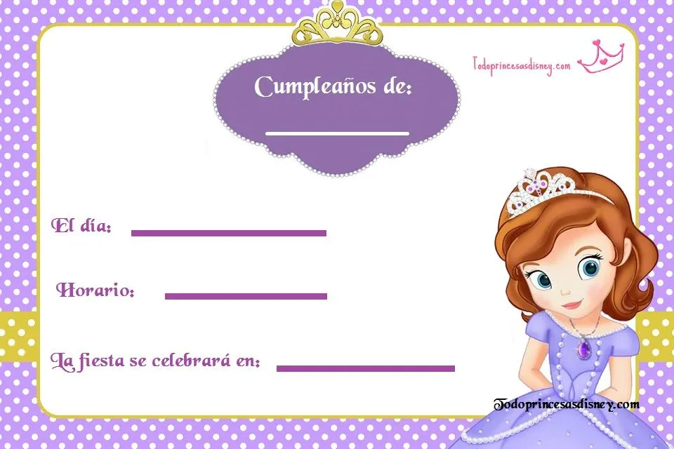 Invitaciones de Cumpleaños con Sofía la Princesita