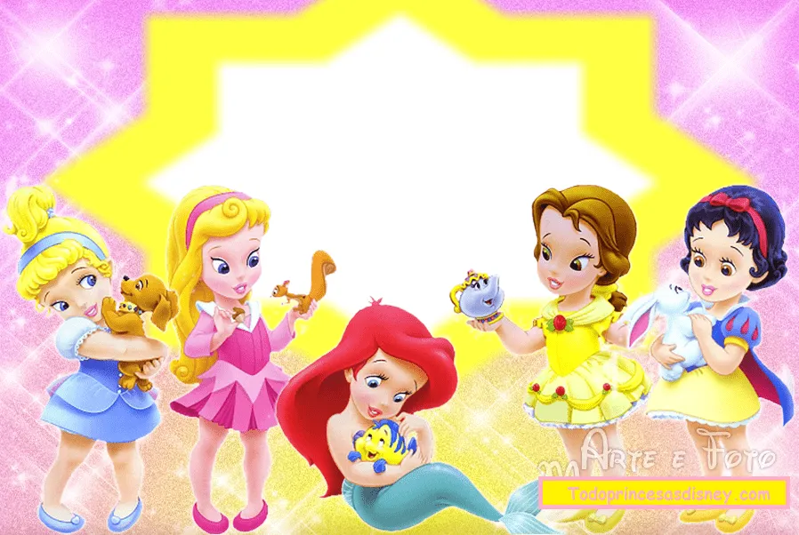 Princesas Disney Bebés: Invitaciones o Marcos de Fotos para ...