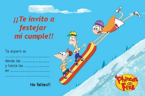 Invitaciones para imprimir de Phineas y Ferb | Fiesta101