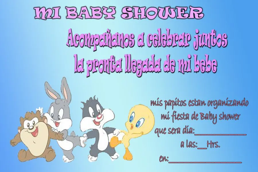 Tarjeta para baby shower de bebé looney tunes - Imagui Tarjeta para baby shower de bebé looney tunes - Imagui