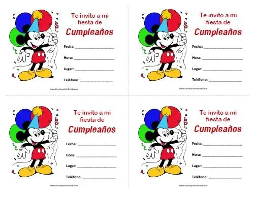 Invitaciones de Mickey Mouse - Para Imprimir Gratis ...