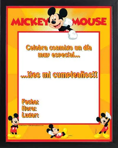 Invitaciones de Mickey Mouse para imprimir gratis | Fiesta101