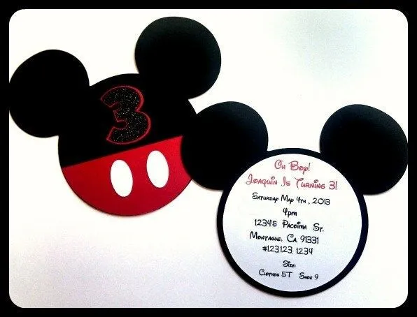 Tarjetas de invitación de Mickey Mouse hechas a mano - Imagui