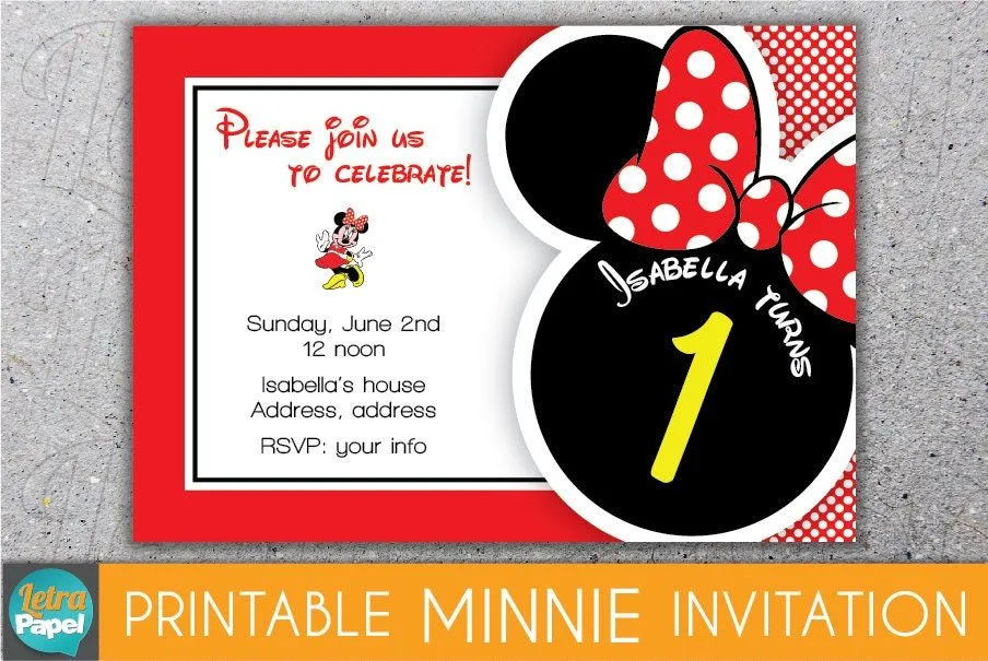 Invitaciónes de Minnie Mouse rojas - Imagui