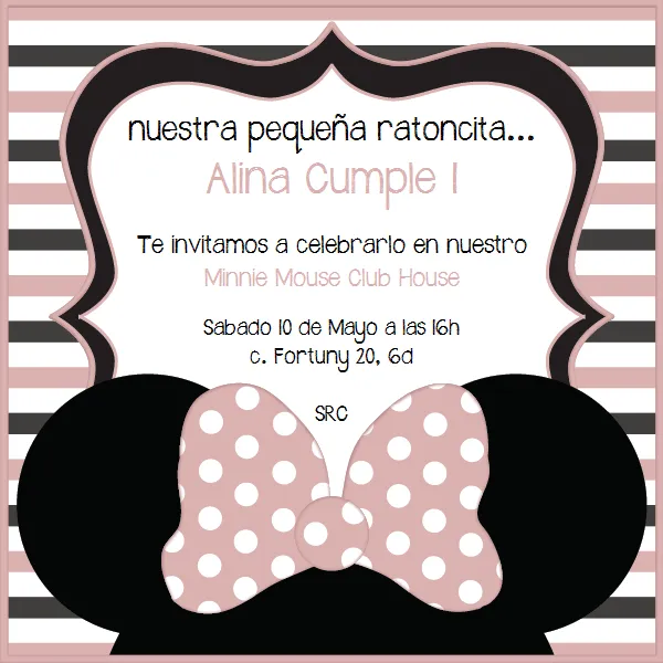 Invitaciones Minnie Mouse fiesta cumple rosa palo | mafer ...