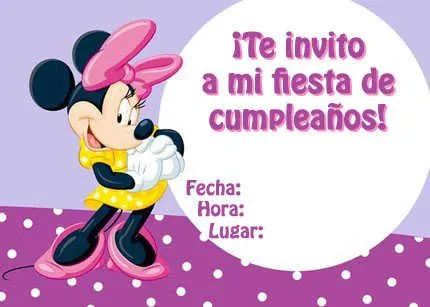 Invitaciones de Minnie Mouse para imprimir gratis | Fiesta101