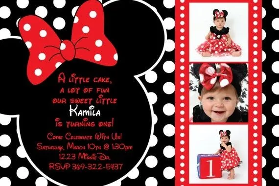 Invitaciónes de Minnie Mouse rojo - Imagui