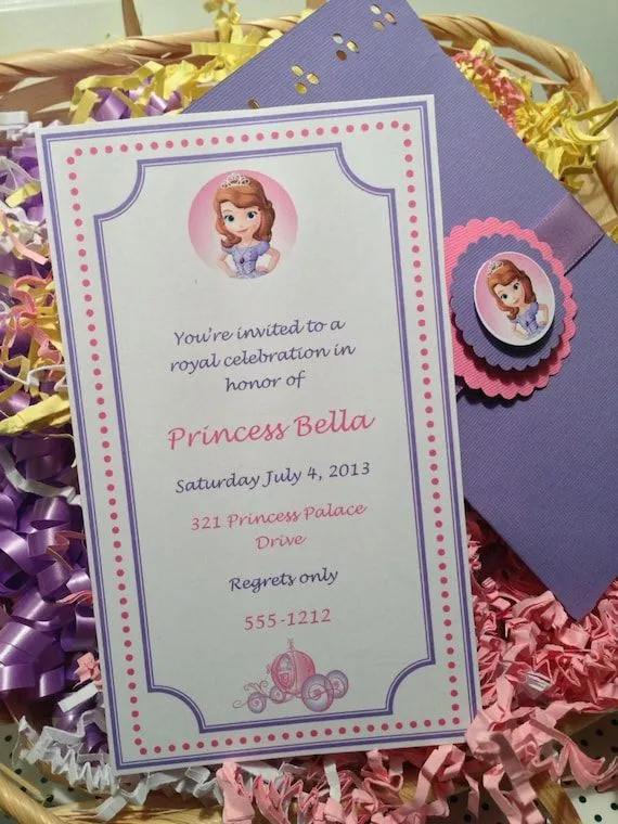 Invitaciónes princesita sofia hechas a mano - Imagui