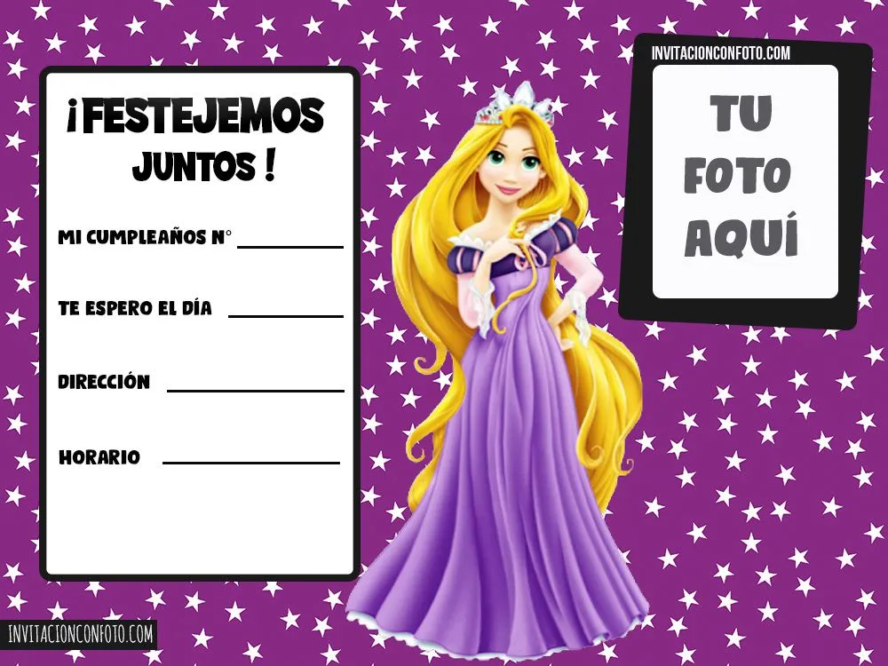 Invitaciones de Rapunzel con Foto | Invitaciones de Cumpleaños Infantiles con Foto Invitaciones de Rapunzel con Foto | Invitaciones de Cumpleaños Infantiles con Foto