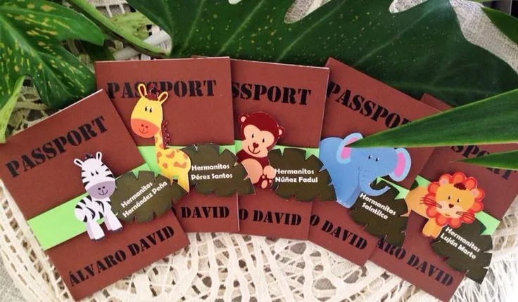 Invitaciones tipo pasaporte con tema de la jungla | Cumpleaños de ...