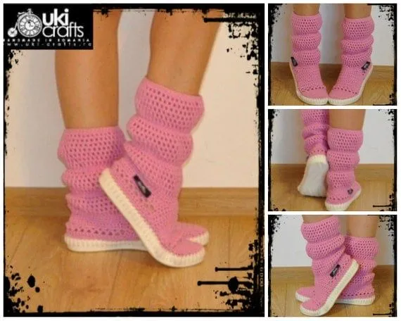 Items similar to Botas al aire libre Crochet Crochet Botas Zapatos ...