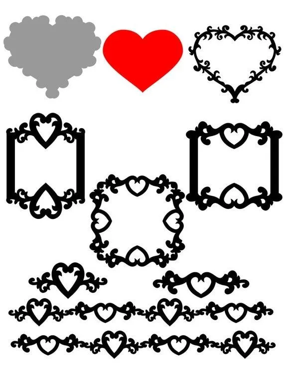 Corazón tarjeta y bordes decorativos que SVG por papercompulsions