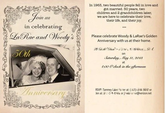 Invitación de boda 50 aniversario - Imagui