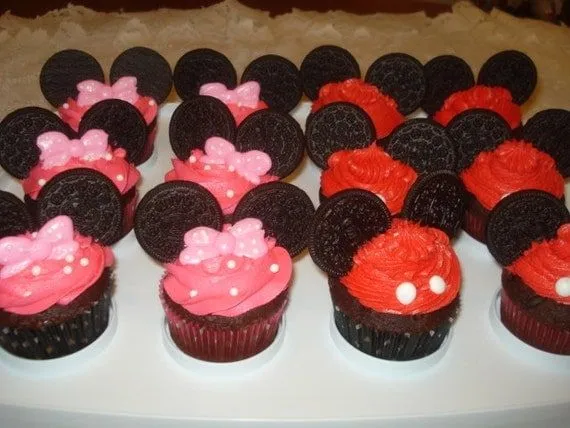 Mickey and Minnie Mouse Cupcakes with by SweetCreationsbyJudi