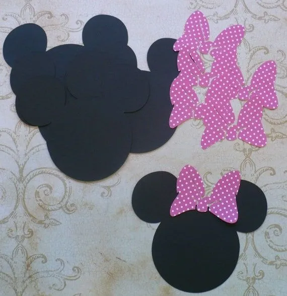 Items similar to 6 Minnie Mouse cabeza formas con lunares Rosa ...