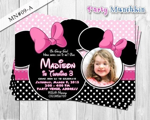Items similar to Minnie Mouse Invitations, Minnie Mouse Invite for ...