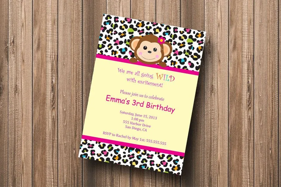 Items similar to Monkey Birthday Invitation Leopard Print - DIY ...