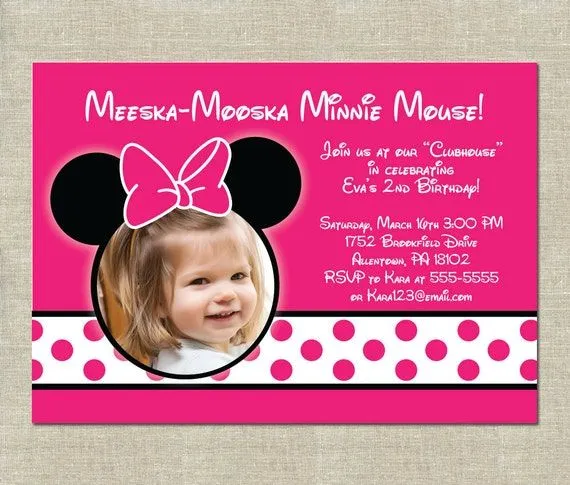 Items similar to Rosa Minnie Mouse invitación del cumpleaños ...