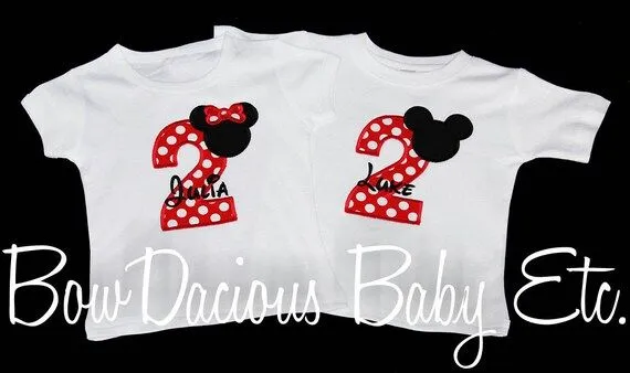 Items similar to Twins Mickey and Minnie Birthday Shirts, Girls ...