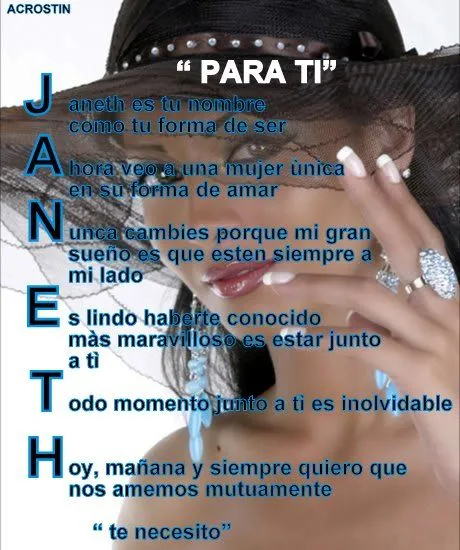 JANETH" # 96. | ACROSTICOS PERSONALIZADOS