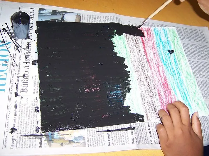 Jardin Infantil: Dibujo Fantasma Utilizando la Técnica de Esgrafiado