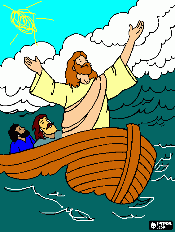 Jesus calma la tempestad dibujos - Imagui