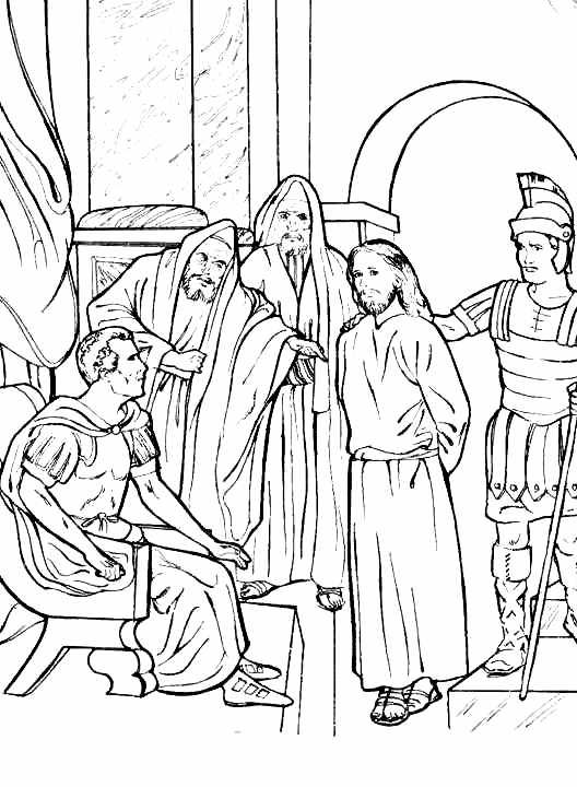 Dibujos Católicos : Jesús condenado a muerte para colorear