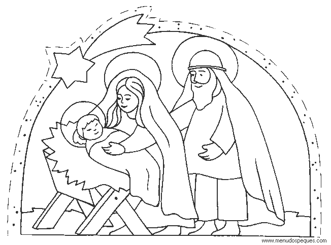 lamina para colorear de Nacimiento de Jesús, Portal de belén ...