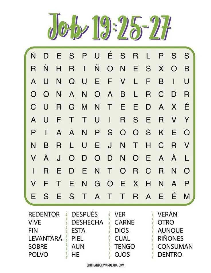 Job 19:25-27 - Sopa de Letras | Lecciones de la escuela dominical, Sopas de letras para imprimir gratis, Sopa de letras Job 19:25-27 - Sopa de Letras | Lecciones de la escuela dominical, Sopas de letras para imprimir gratis, Sopa de letras